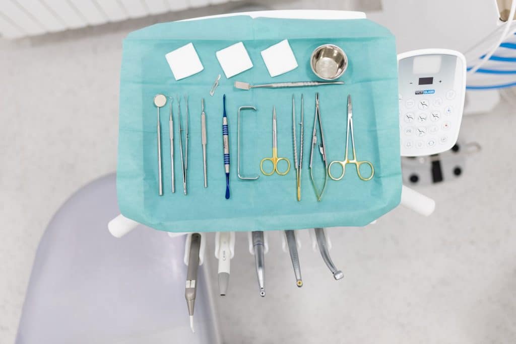 surgical instruments in laboratory setting